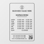 Autocollant Pour Fenêtre Ouverture Noir Opaque Heures D'Ouverture Avec Logo (Feuille)