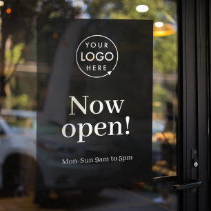 Autocollant Pour Fenêtre Ouvrir   Horaires d'ouverture des affaires Logo No
