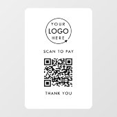Autocollant Pour Fenêtre Paiement de code QR | Analyse sans contact du logo (Feuille)