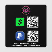 Autocollant Pour Fenêtre Paiement de code QR | CashApp Paypal numérisation  (Feuille)