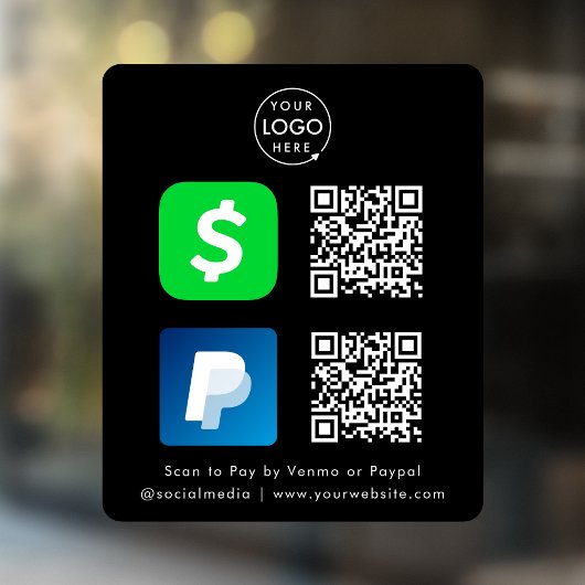Autocollant Pour Fenêtre Paiement de code QR | CashApp Paypal numérisation