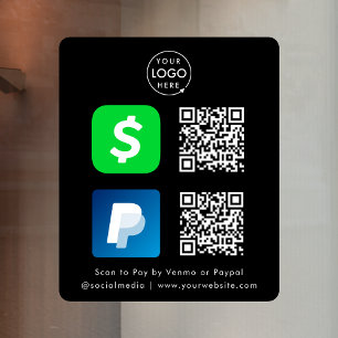 Autocollant Pour Fenêtre Paiement par Code QR CashApp Paypal Paiement par