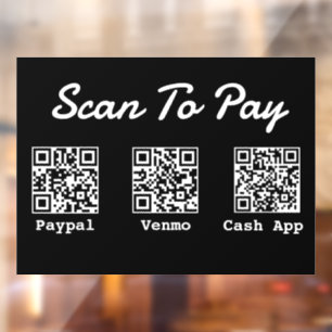 Autocollant Pour Fenêtre Paiement par code QR Venmo Paypal Scan to Pay