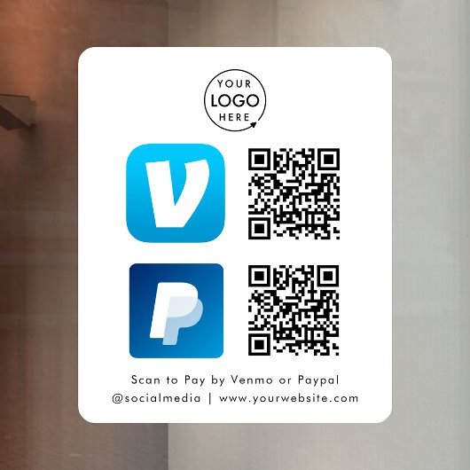 Autocollant Pour Fenêtre Paiement par Code QR | Venmo & Paypal Scanner pour