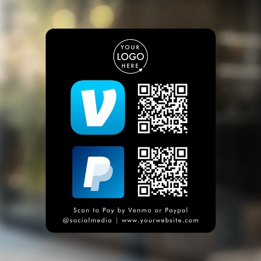 Autocollant Pour Fenêtre Paiement par Code QR | Venmo & Paypal Scanner pour