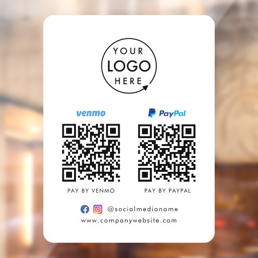 Autocollant Pour Fenêtre Paiement par code QR | Venmo Paypal Scanner pour p (Feuille 2)