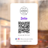 Autocollant Pour Fenêtre Paiement par code QR Zelle | Scannez pour payer le (Feuille 2)