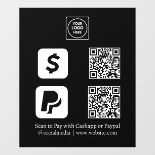 Autocollant Pour Fenêtre Paiement QR noir personnalisé Affichage CashApp
