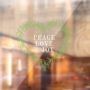 Autocollant Pour Fenêtre Paix, amour joie mistletoe Noël blanc vert