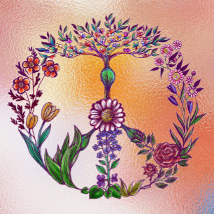 Autocollant Pour Fenêtre Paix colorée Floral Cute Boho Hippie Décoratif