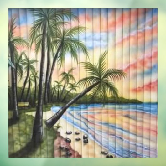 AUTOCOLLANT POUR FENÊTRE PALMIERS TROPICAUX AVEUGLES DE PLAGE (Feuille 3)