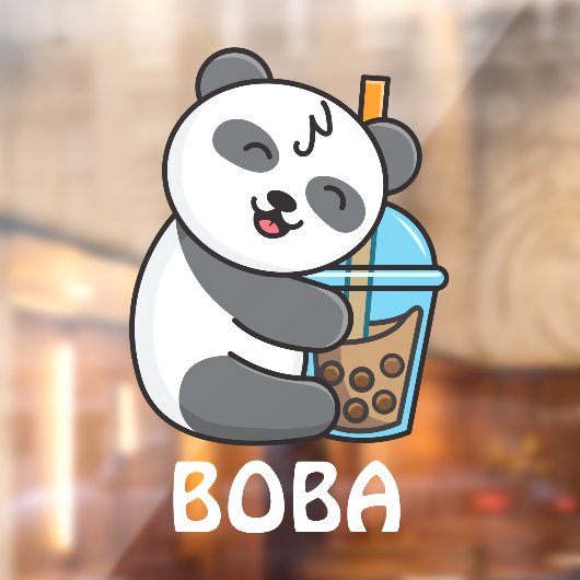 Autocollant Pour Fenêtre Panda Bear Boba Tea Bubble Boire Publicité (Feuille 2)