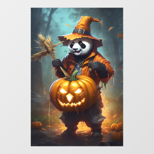 Autocollant Pour Fenêtre Panda Scarecrow avec Jack-O-Lanterns