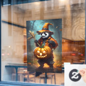 Autocollant Pour Fenêtre Panda Scarecrow avec Jack-O-Lanterns (Fenêtre de café)