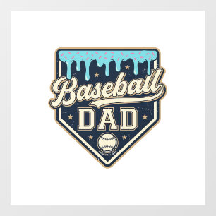 Autocollant Pour Fenêtre Papa Baseball Drippy Plaque de Base Vintage Vector