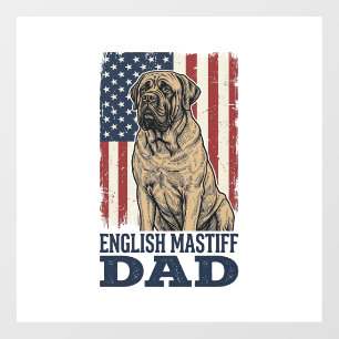Autocollant Pour Fenêtre Papa Mastiff Anglais Design de chien vintage patri