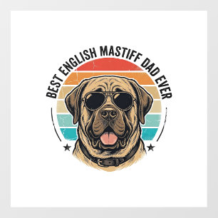 Autocollant Pour Fenêtre Papa Mastiff Anglais Vintage Coucher de soleil Chi