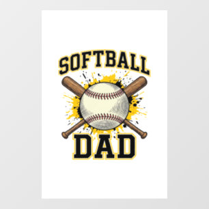 Autocollant Pour Fenêtre Papa Softball Vintage Varsity Batteurs Croisés Des