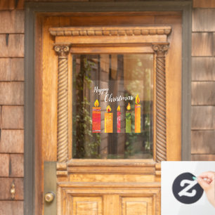 Autocollant Pour Fenêtre Papier peint coloré de Noël coupé bougies