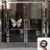 Autocollant Pour Fenêtre papillon aux gemmes colorées (Porte de bureau)