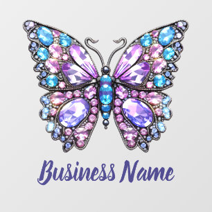 Autocollant Pour Fenêtre papillon aux gemmes violettes bleues