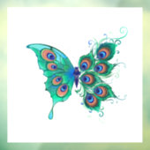 Autocollant Pour Fenêtre Papillon aux plumes de paon vert (Feuille 3)
