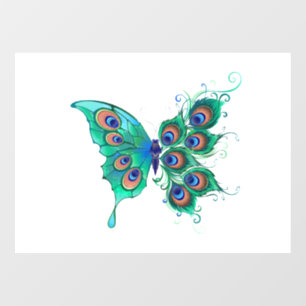 Autocollant Pour Fenêtre Papillon aux plumes de paon vert