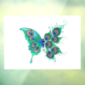 Autocollant Pour Fenêtre Papillon aux plumes de paon vert (Feuille 3)