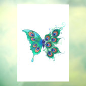 Autocollant Pour Fenêtre Papillon aux plumes de paon vert (Feuille 3)