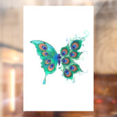Autocollant Pour Fenêtre Papillon aux plumes de paon vert (Feuille 2)