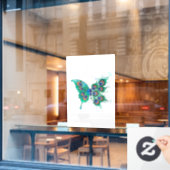 Autocollant Pour Fenêtre Papillon aux plumes de paon vert (Fenêtre de café)