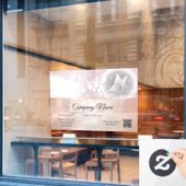 Autocollant Pour Fenêtre Papillon floral or rose | Code QR des heures d'ouv (Fenêtre de café)