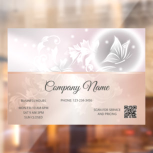 Autocollant Pour Fenêtre Papillon Floral Or Rose Gold Code QR des Heures