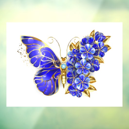 Autocollant Pour Fenêtre Papillon saphir à fleurs (Feuille 3)