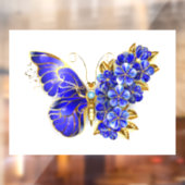 Autocollant Pour Fenêtre Papillon saphir à fleurs (Feuille 2)
