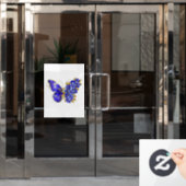 Autocollant Pour Fenêtre Papillon saphir à fleurs (Porte de bureau)