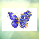 Autocollant Pour Fenêtre Papillon saphir à fleurs (Feuille 3)