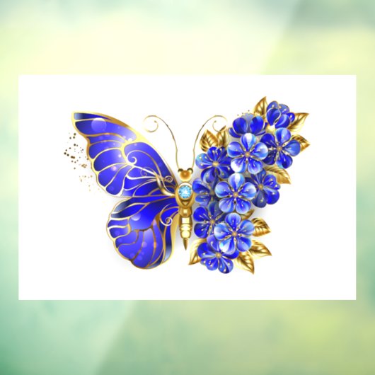 Autocollant Pour Fenêtre Papillon saphir à fleurs (Feuille 3)