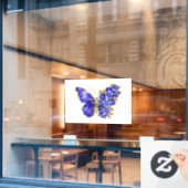 Autocollant Pour Fenêtre Papillon saphir à fleurs (Fenêtre de café)