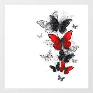 Autocollant Pour Fenêtre Papillons noirs et rouges volants