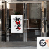 Autocollant Pour Fenêtre Papillons noirs et rouges volants (Porte de bureau)