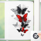 Autocollant Pour Fenêtre Papillons noirs et rouges volants (Maison)