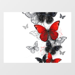 Autocollant Pour Fenêtre Papillons noirs et rouges volants