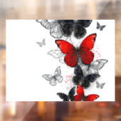 Autocollant Pour Fenêtre Papillons noirs et rouges volants (Feuille 2)