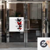 Autocollant Pour Fenêtre Papillons noirs et rouges volants (Porte de bureau)