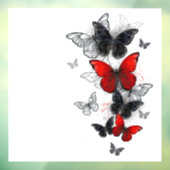 Autocollant Pour Fenêtre Papillons noirs et rouges volants (Feuille 3)