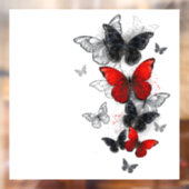 Autocollant Pour Fenêtre Papillons noirs et rouges volants (Feuille 2)