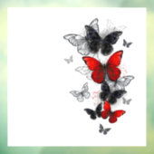 Autocollant Pour Fenêtre Papillons noirs et rouges volants (Feuille 3)