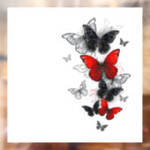 Autocollant Pour Fenêtre Papillons noirs et rouges volants (Feuille 2)
