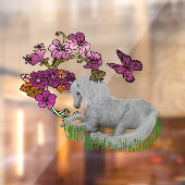 Autocollant Pour Fenêtre Papillons Unicorne Et Fleurs  (Feuille 2)